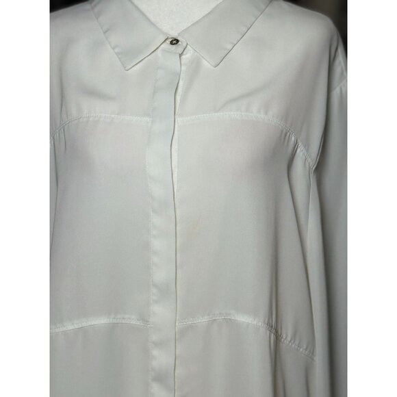 Robert Rodriguez Womens White Button-Up Blouse Size XL Classic Elegant Wear - Picture 5 of 9